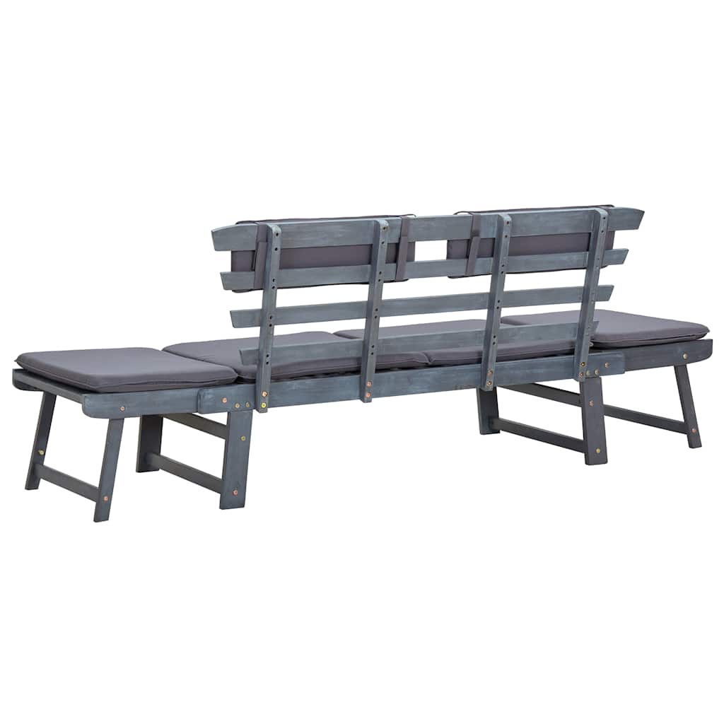 Garden Bench with Cushions 2-in-1 190 cm Grey Solid Acacia Wood