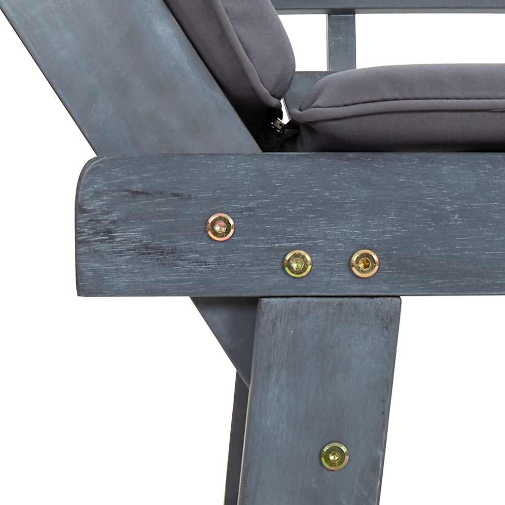 Garden Bench with Cushions 2-in-1 190 cm Grey Solid Acacia Wood