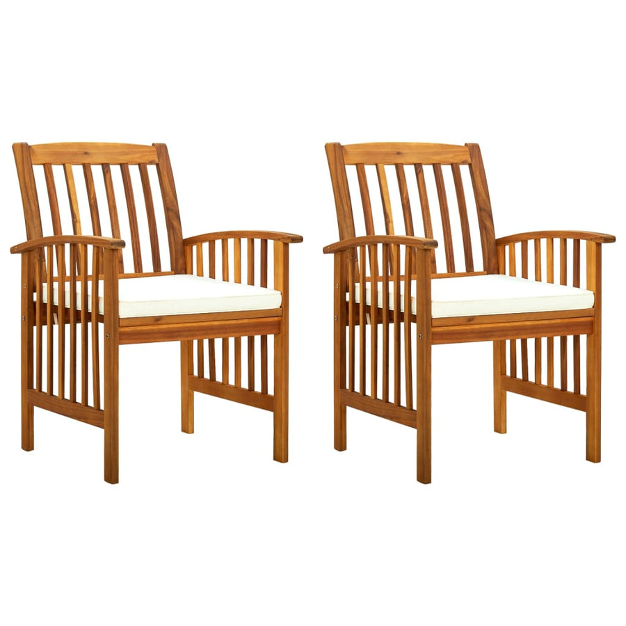 Garden Dining Chairs 2 pcs with Cushions Solid Acacia Wood