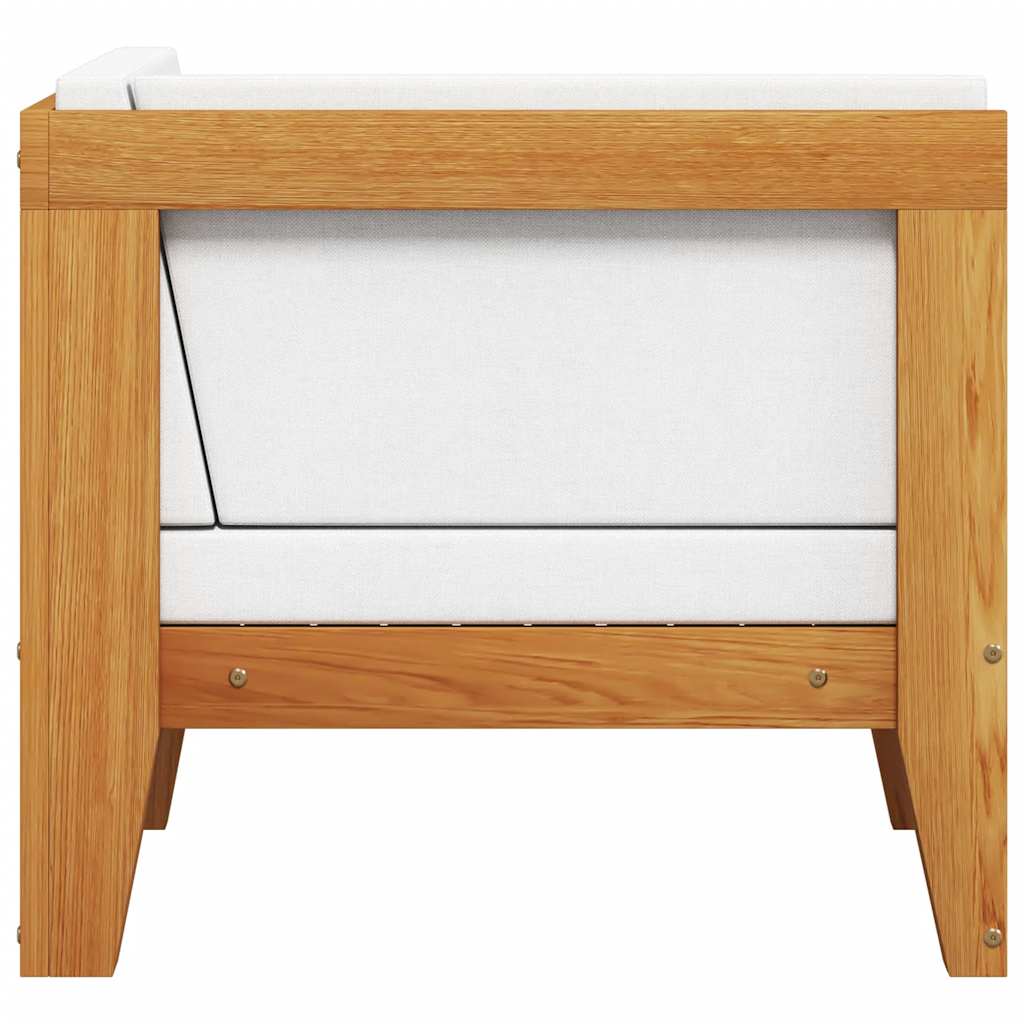 Sectional Corner Sofa & Cream White Cushions Solid Acacia Wood