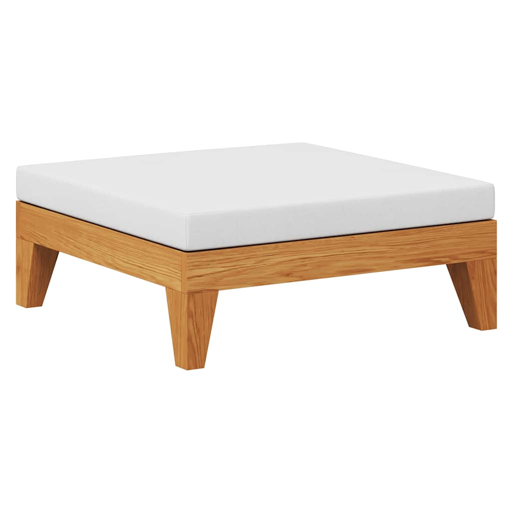 Sectional Footrest with Cream White Cushion Solid Acacia Wood