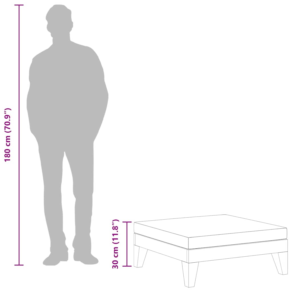 Sectional Footrest with Cream White Cushion Solid Acacia Wood