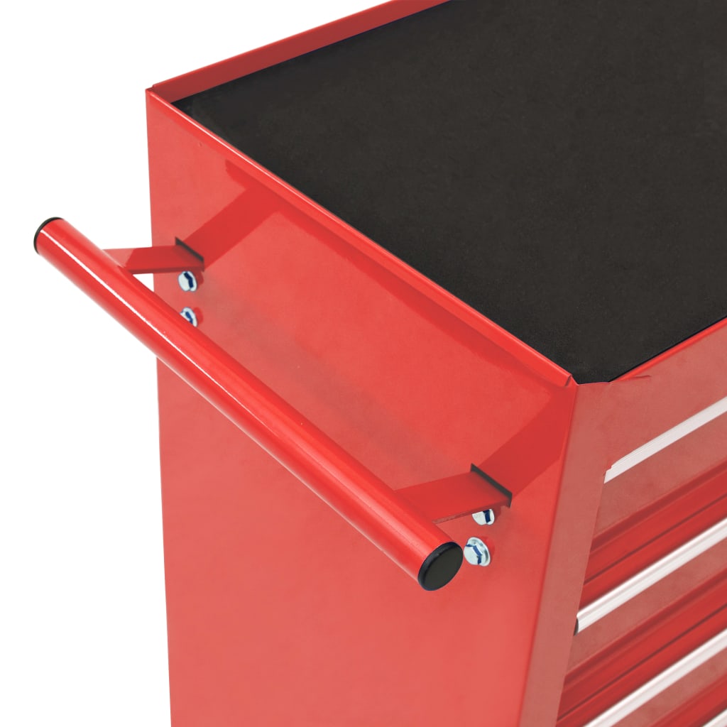 Tool Trolley with 10 Drawers Steel Red