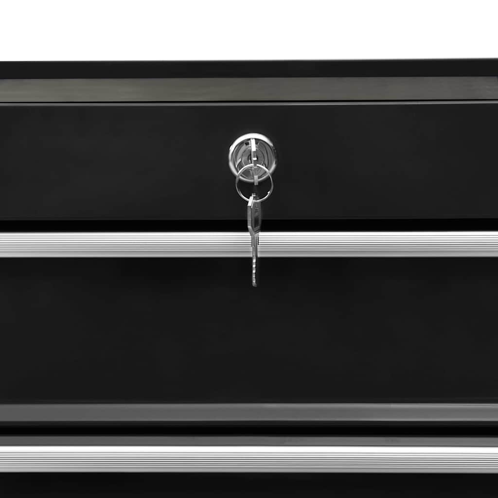 Tool Trolley with 10 Drawers Steel Black