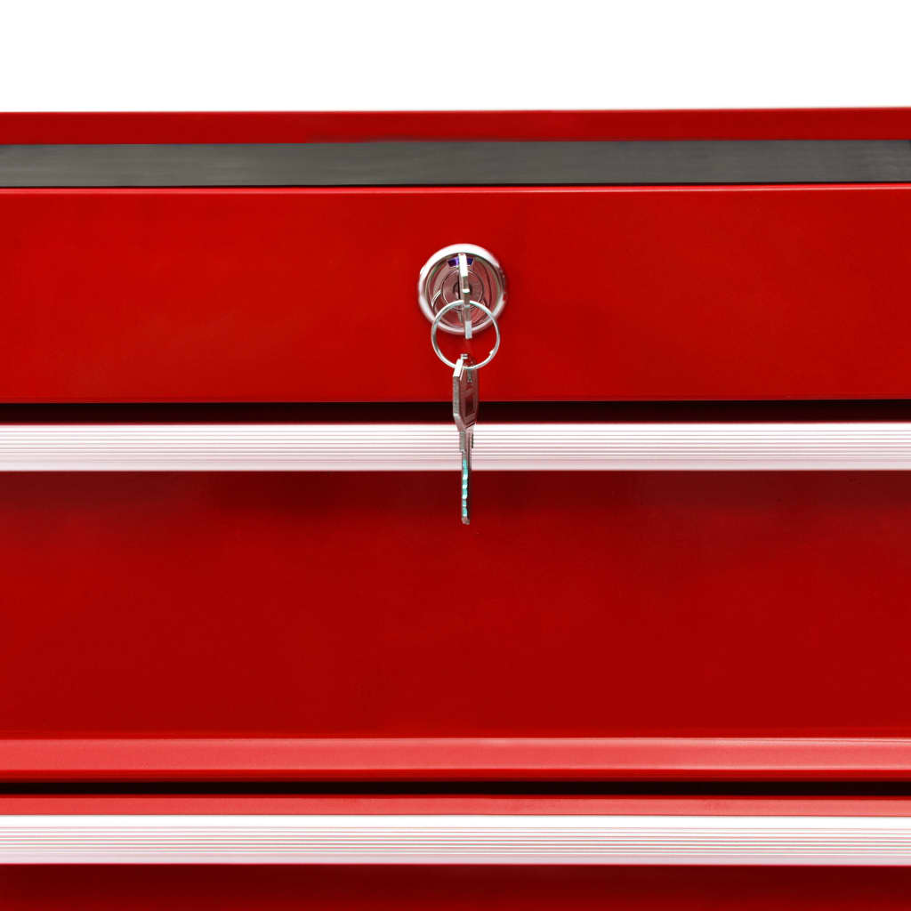 Tool Trolley with 15 Drawers Steel Red