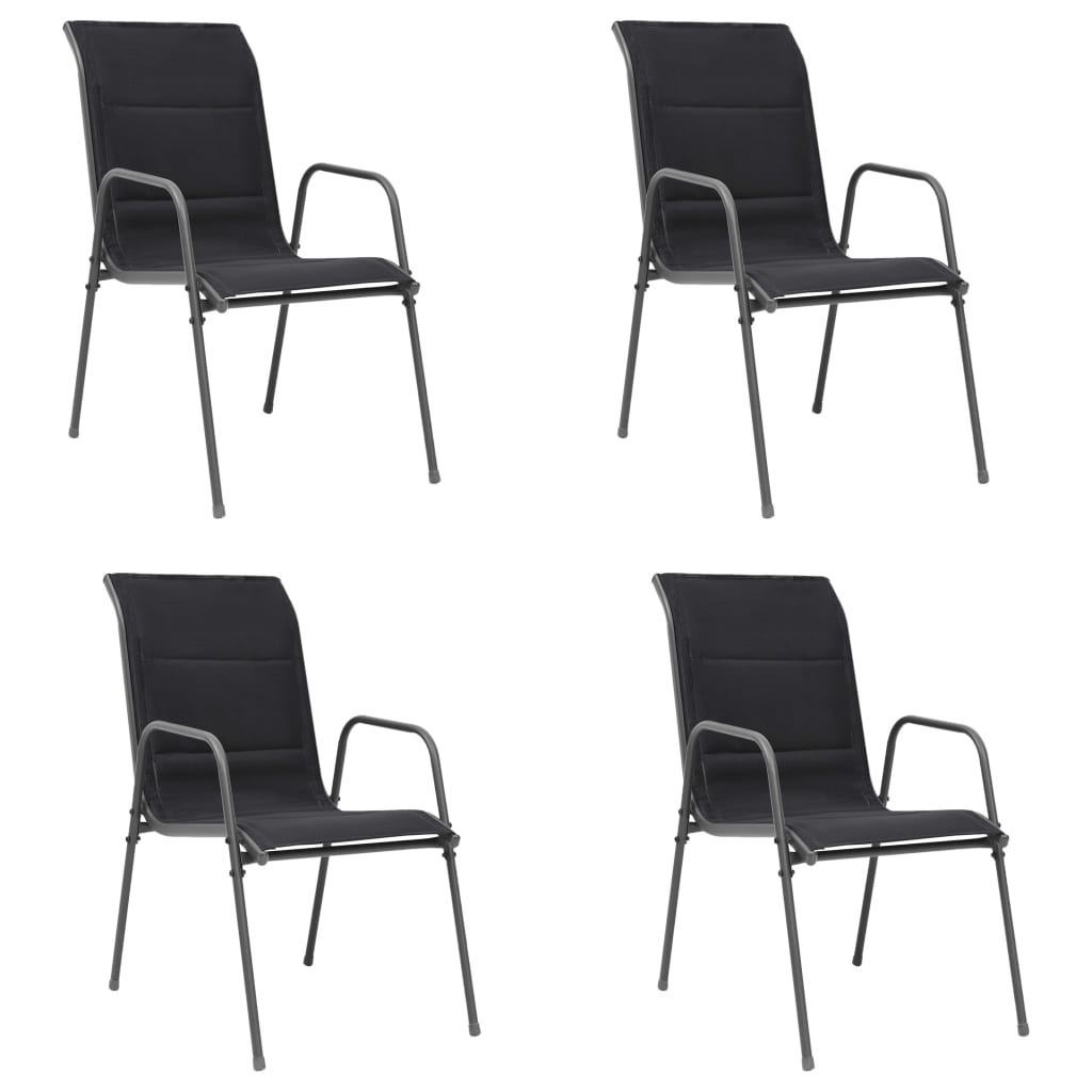 Stackable Garden Chairs 4 pcs Steel and Textilene Black