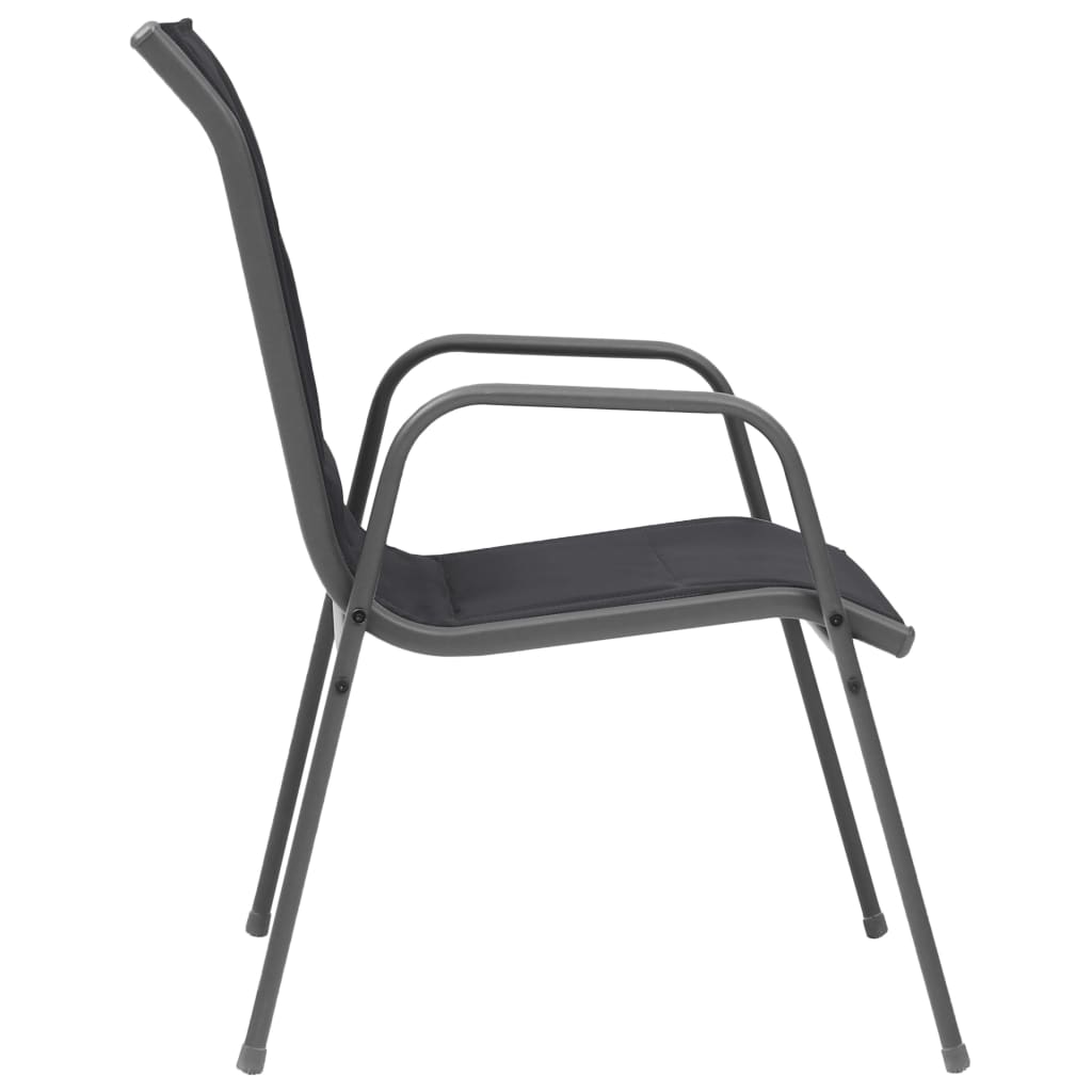 Stackable Garden Chairs 4 pcs Steel and Textilene Black