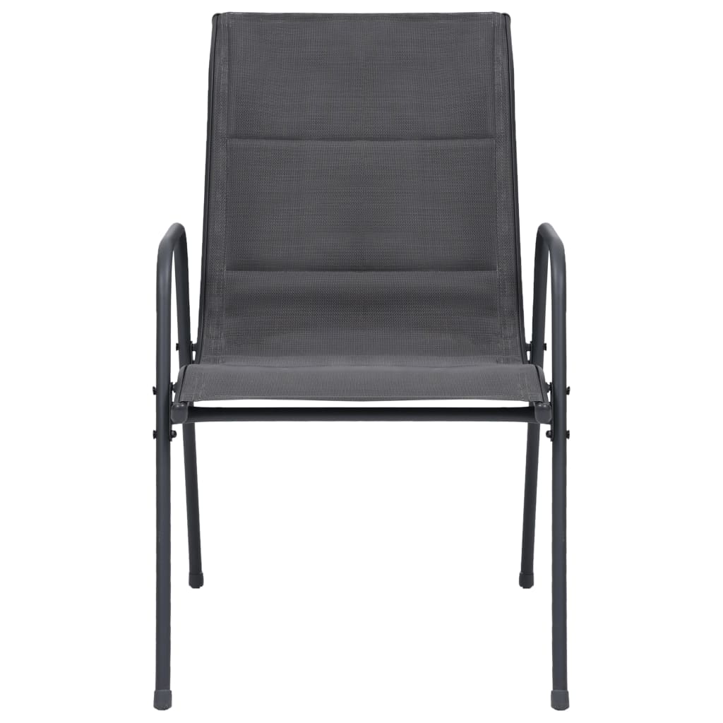 Stackable Garden Chairs 2 pcs Steel and Textilene Anthracite