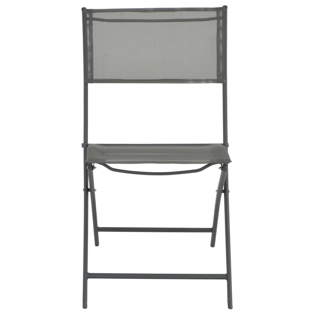 Folding Outdoor Chairs 4 pcs Grey Steel and Textilene