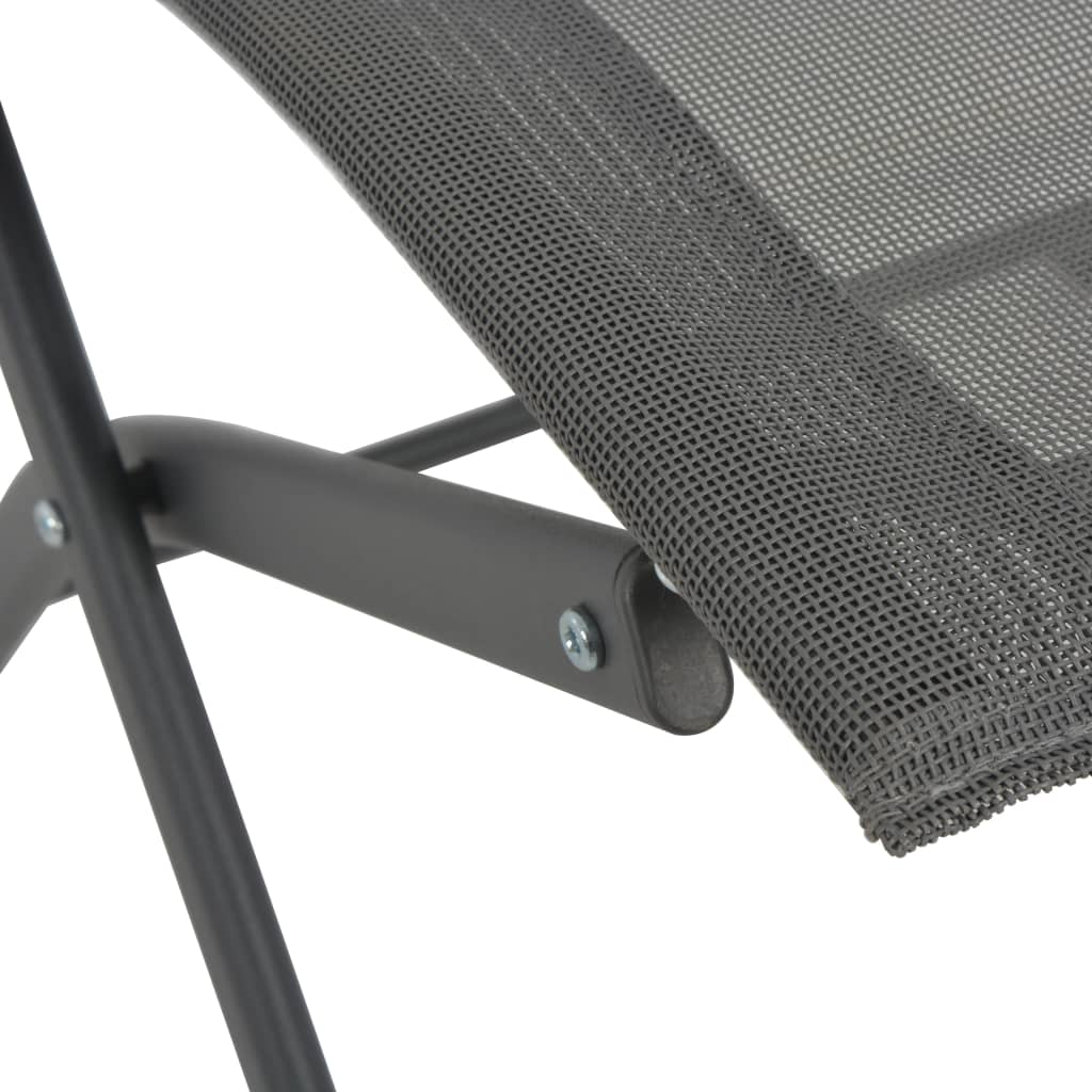 Folding Outdoor Chairs 4 pcs Grey Steel and Textilene