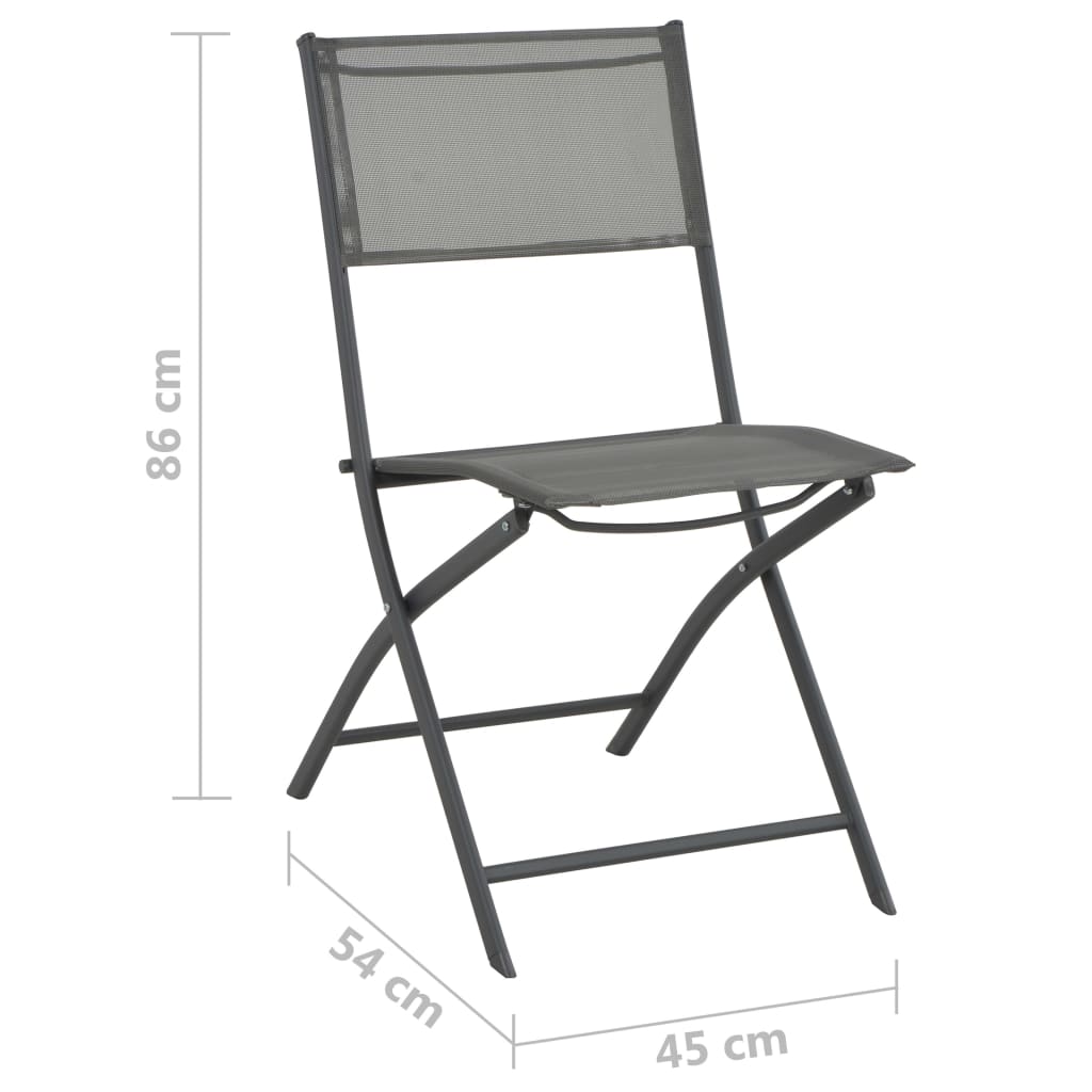Folding Outdoor Chairs 4 pcs Grey Steel and Textilene