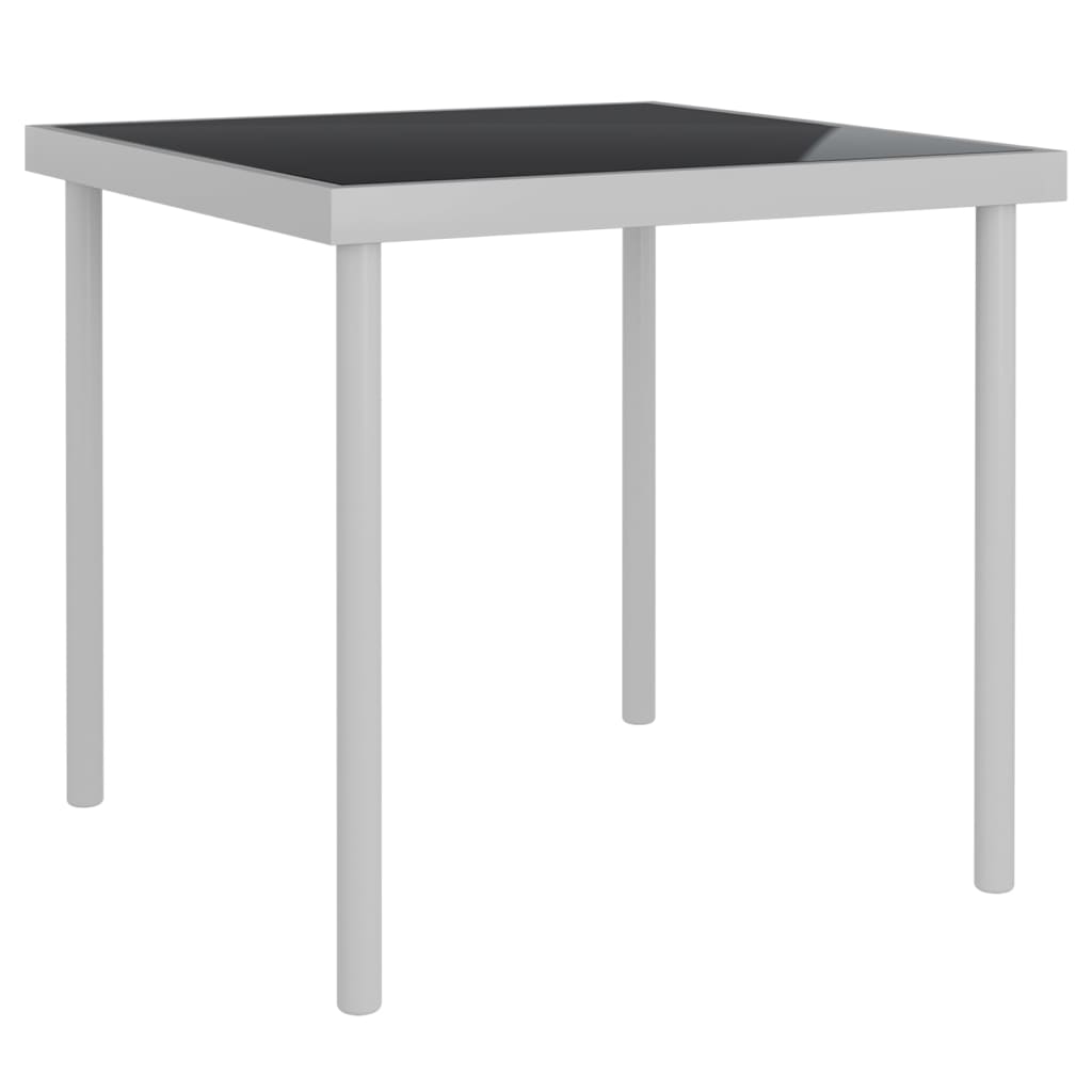 Outdoor Dining Table Light Grey 80x80x72 cm Glass and Steel