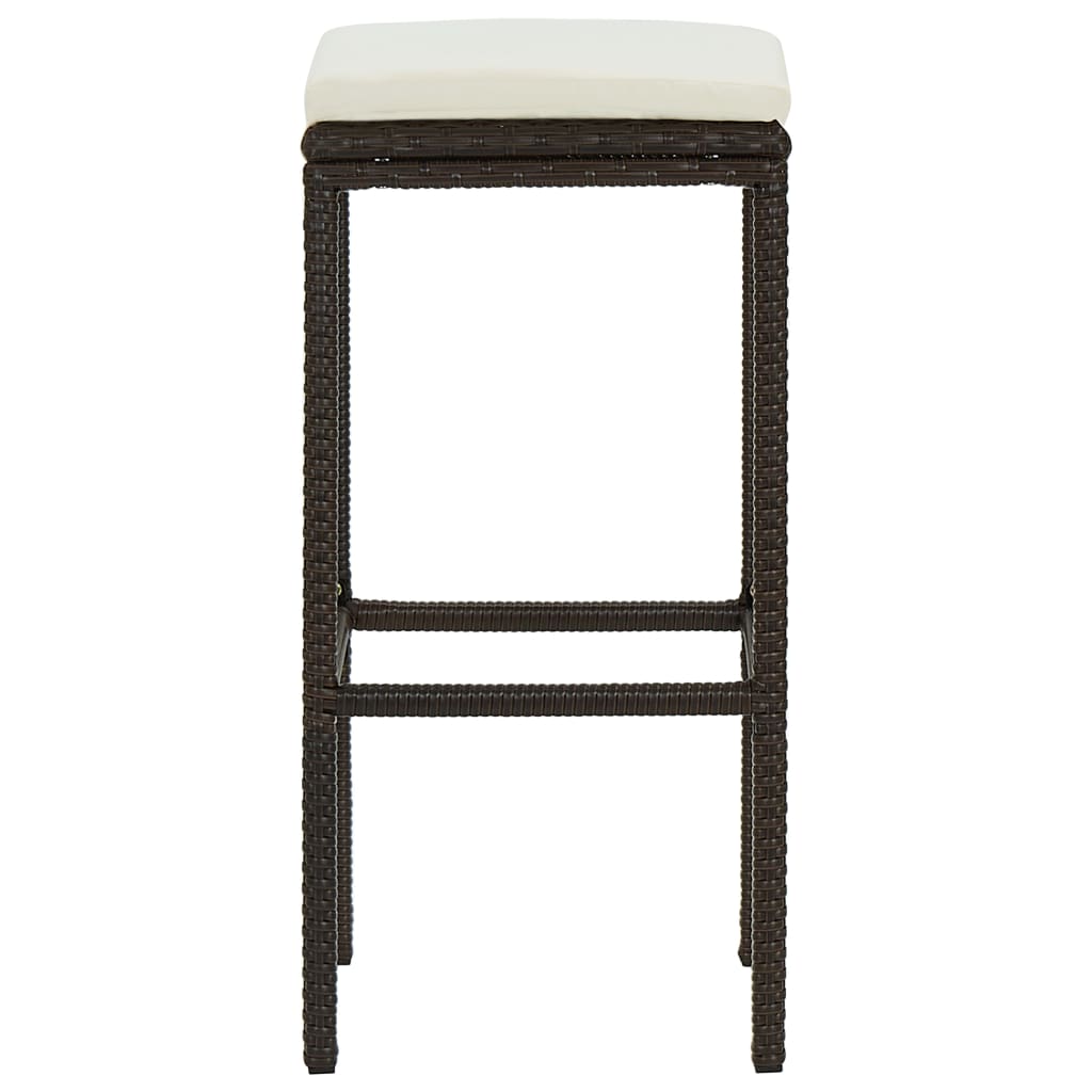 Bar Stools with Cushions 3 pcs Brown Poly Rattan