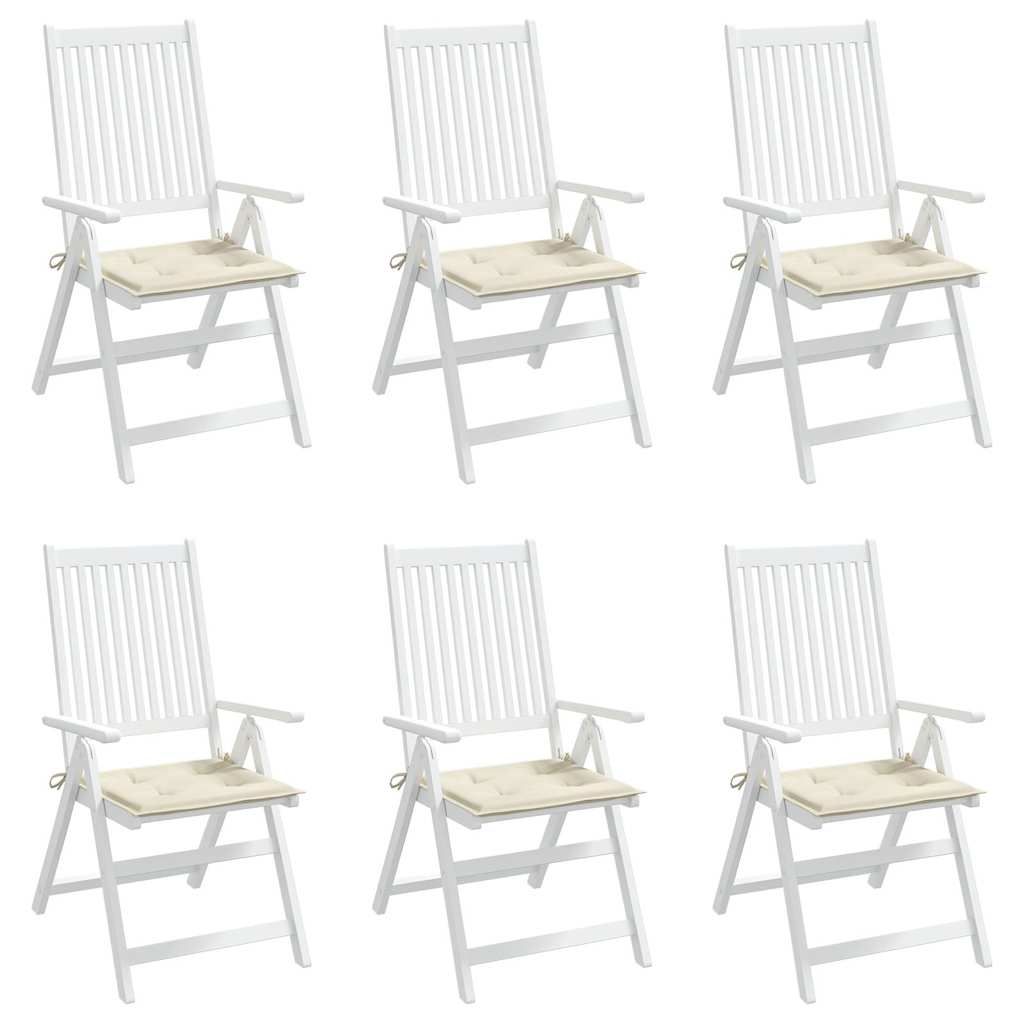 Garden Chair Cushions 6 pcs Cream 40x40x3 cm Oxford Fabric