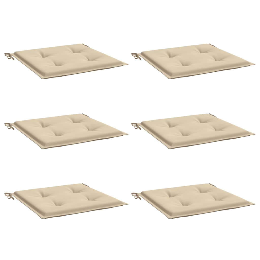 Garden Chair Cushions 6 pcs Beige 40x40x3 cm Oxford Fabric