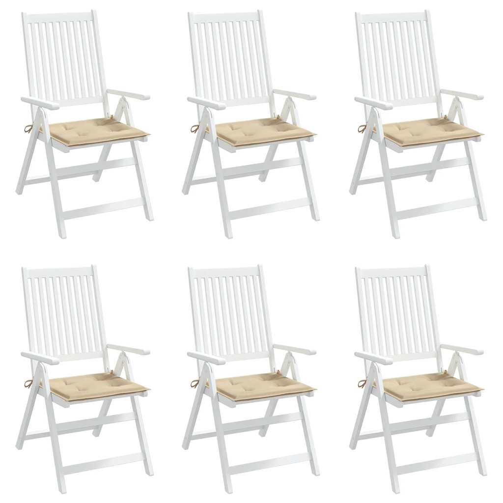 Garden Chair Cushions 6 pcs Beige 40x40x3 cm Oxford Fabric