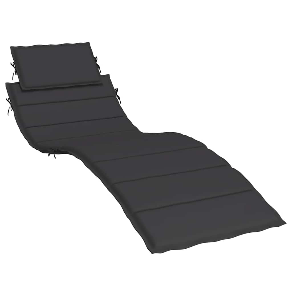 Sun Lounger Cushion Black 186x58x4cm Oxford Fabric