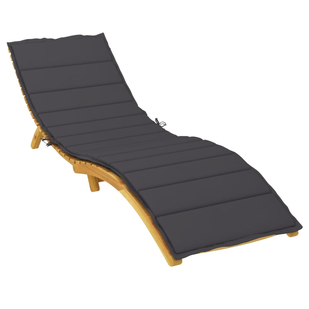 Sun Lounger Cushion Black 200x60x3cm Oxford Fabric