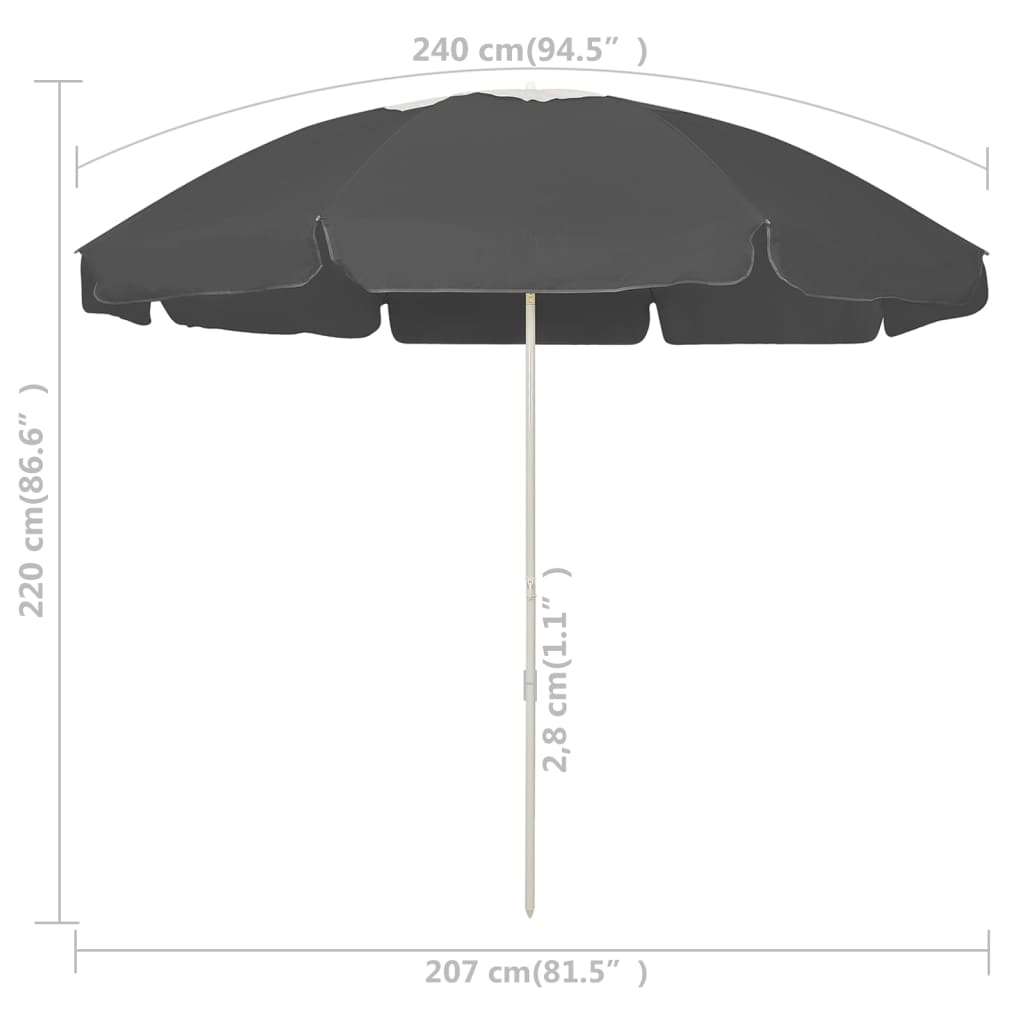 Beach Parasol Anthracite 240 cm
