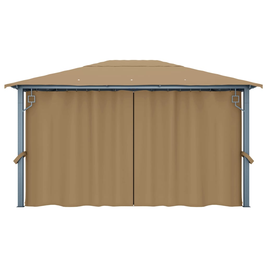 Gazebo with Curtain 400x300 cm Taupe Aluminium