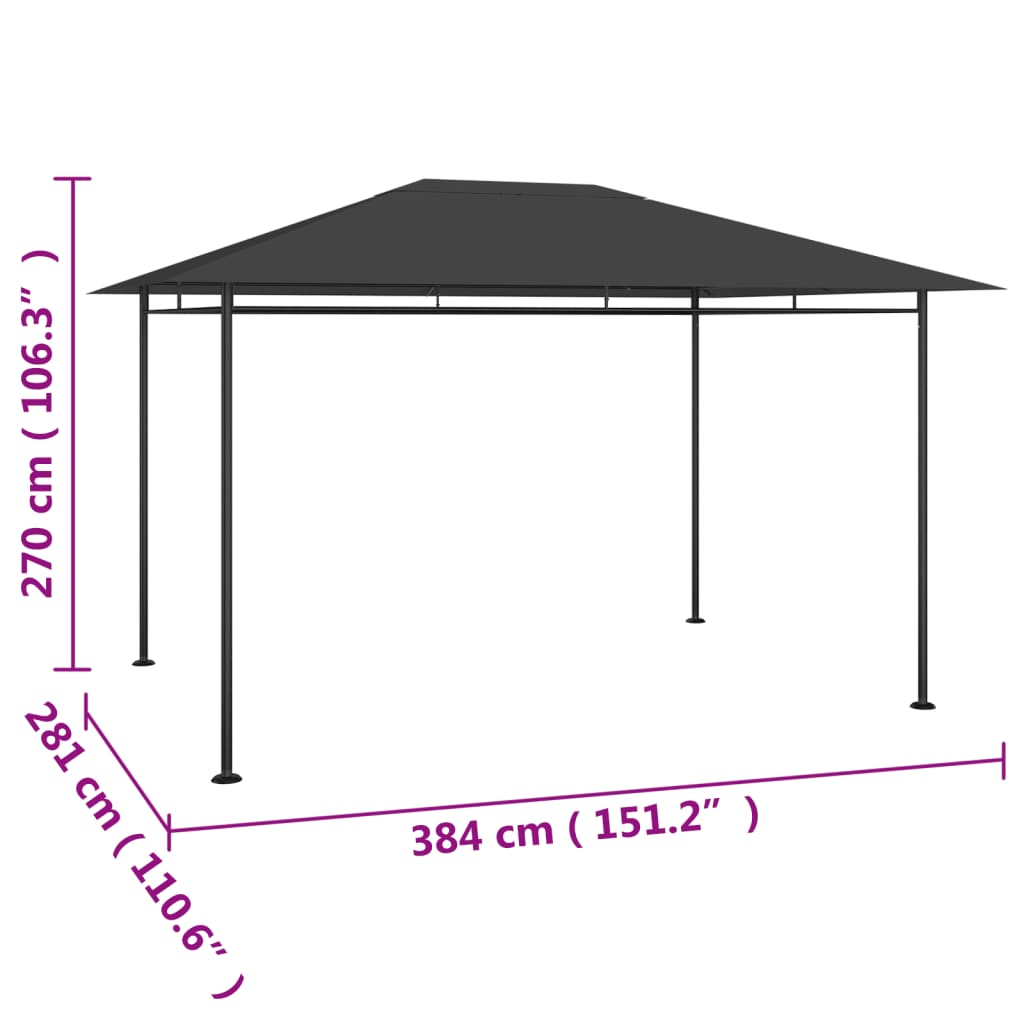 Gazebo 384x281x270 cm Anthracite 180 g/m?