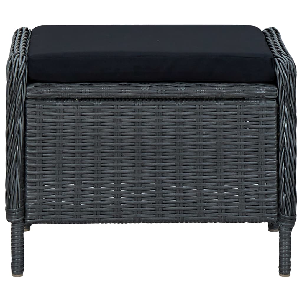 Reclining Garden Chair with Footstool Poly Rattan Dark Grey