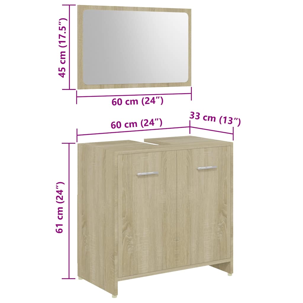 4 Piece Bathroom Furniture Set Sonoma Oak Engineered Wood