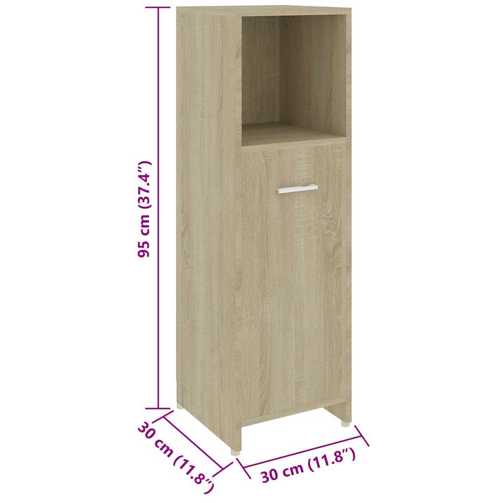 4 Piece Bathroom Furniture Set Sonoma Oak Engineered Wood
