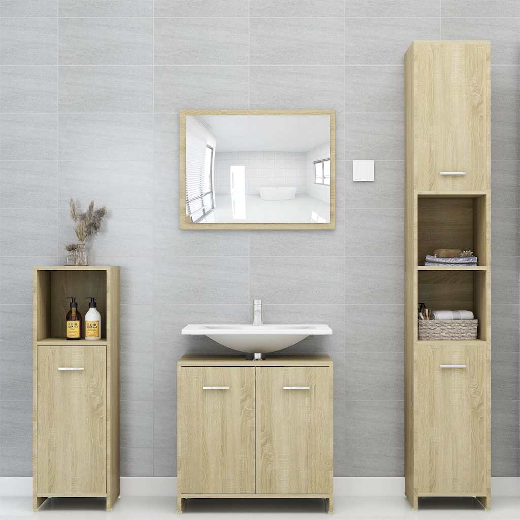 4 Piece Bathroom Furniture Set Sonoma Oak Engineered Wood