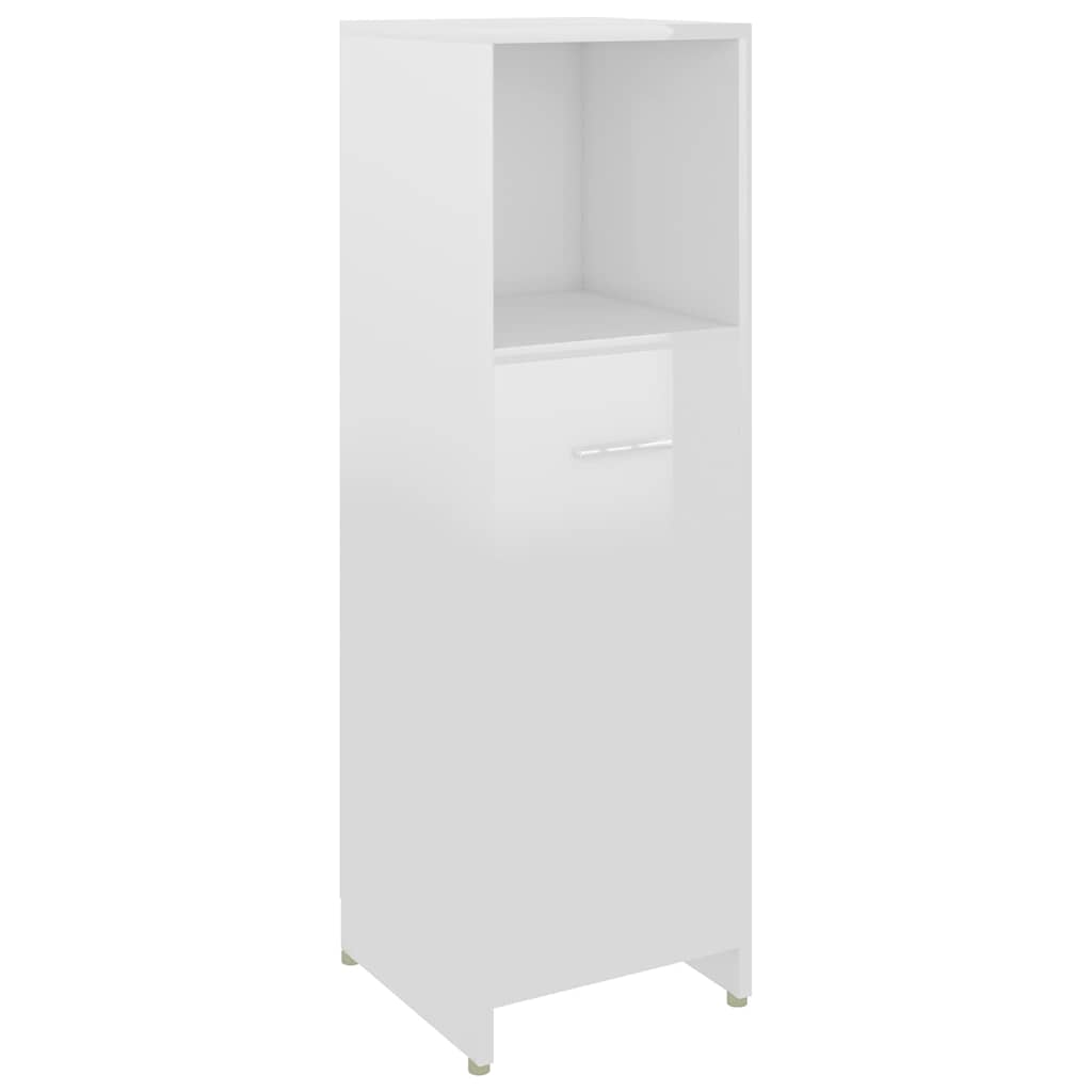 4 Piece Bathroom Furniture Set High Gloss White Engineered Wood