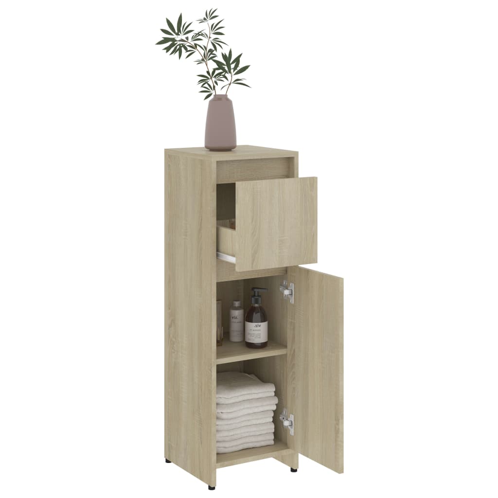 4 Piece Bathroom Furniture Set Sonoma Oak Engineered Wood