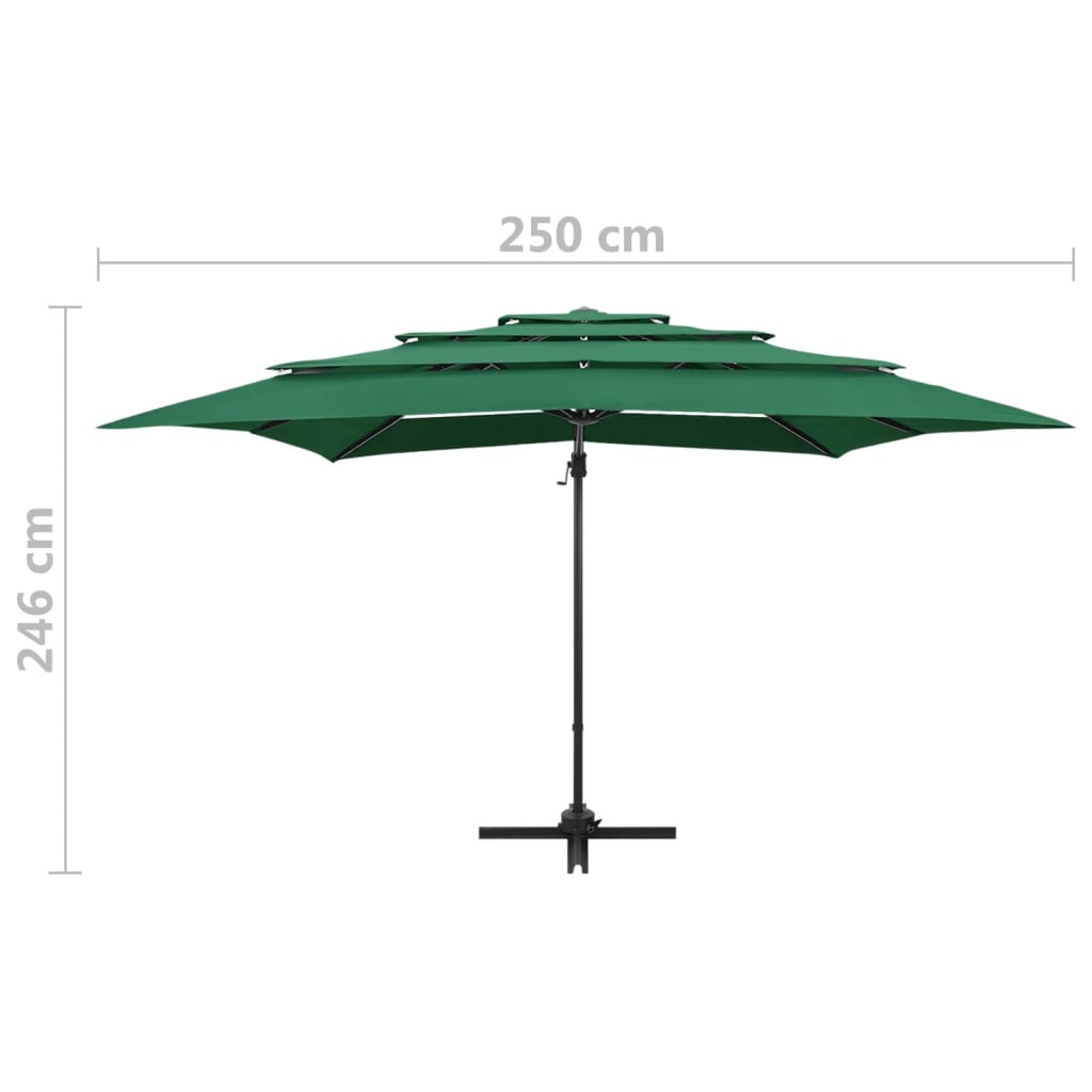 4-Tier Garden Parasol with Aluminium Pole Green 250x250 cm