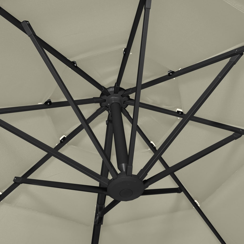 4-Tier Garden Parasol with Aluminium Pole Sand 3x3 m
