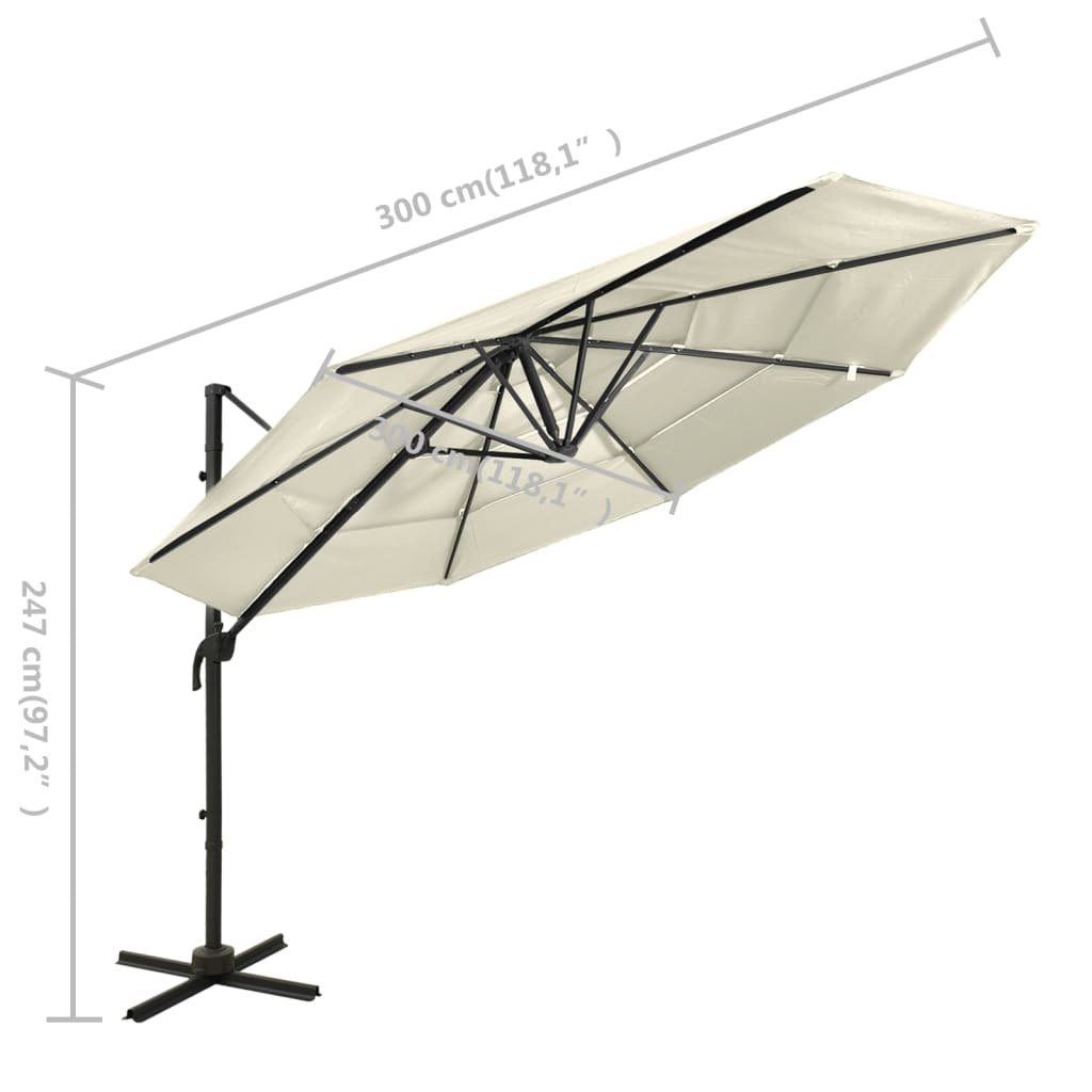 4-Tier Garden Parasol with Aluminium Pole Sand 3x3 m