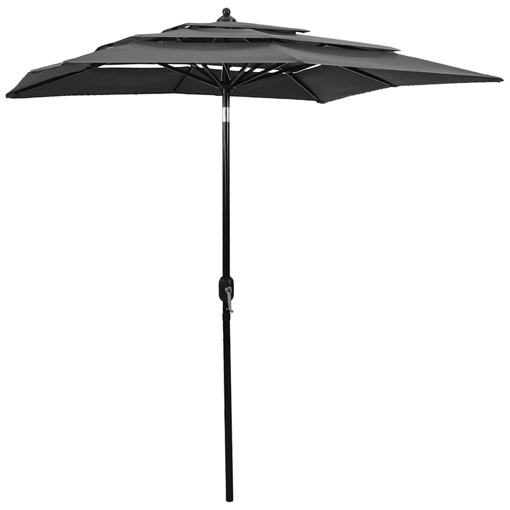 3-Tier Garden Parasol with Aluminium Pole Anthracite 2x2 m