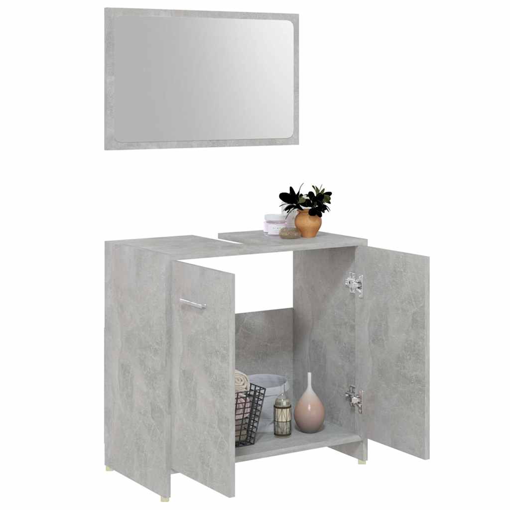 3 Piece Bathroom Furniture Set Concrete Grey Engineered Wood