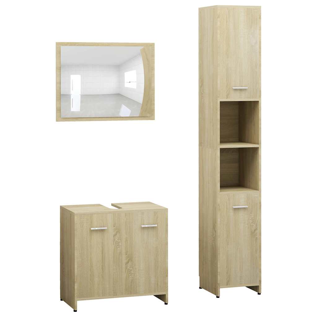 3 Piece Bathroom Furniture Set Sonoma Oak Engineered Wood
