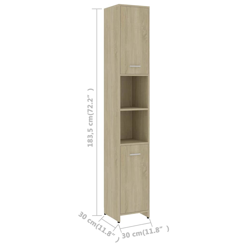 3 Piece Bathroom Furniture Set Sonoma Oak Engineered Wood