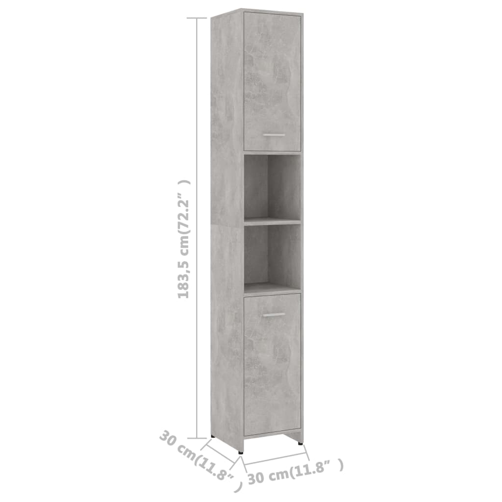 3 Piece Bathroom Furniture Set Concrete Grey Engineered Wood