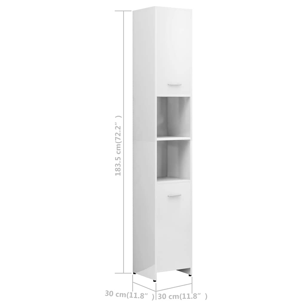 3 Piece Bathroom Furniture Set High Gloss White Engineered Wood