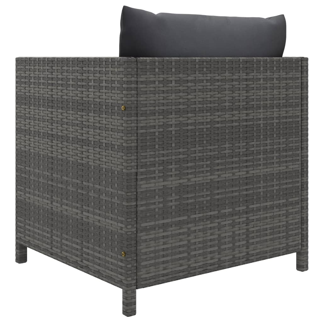 Garden Sofa with Cushions Grey Poly Rattan