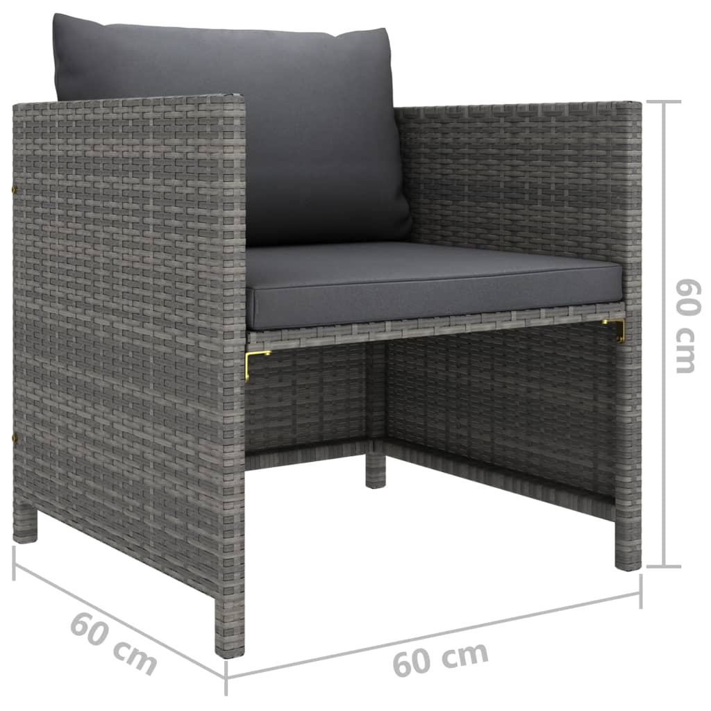 Garden Sofa with Cushions Grey Poly Rattan