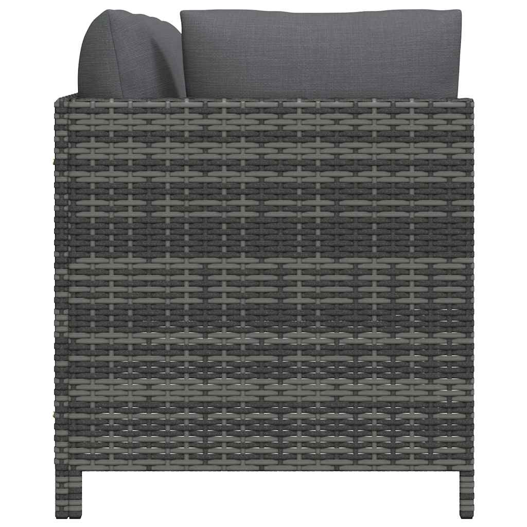 3-Seater Garden Sofa with Cushions Grey Poly Rattan