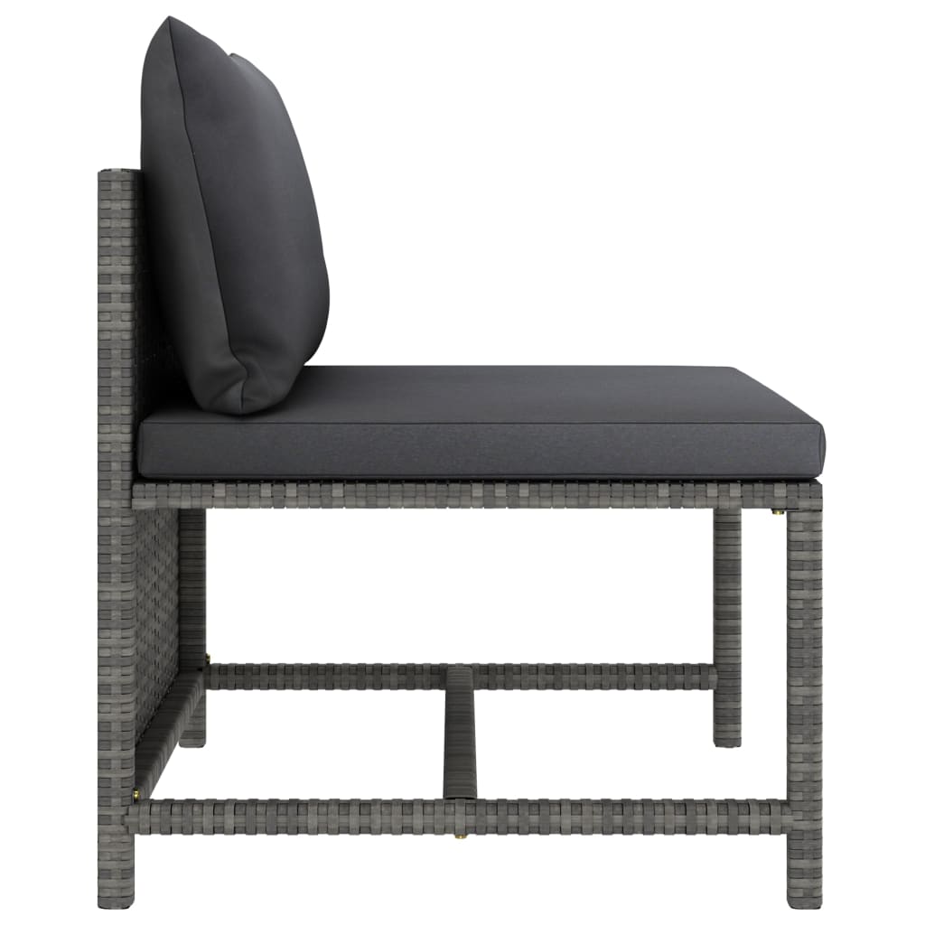 3 Piece Garden Lounge Set with Cushions Poly Rattan Grey