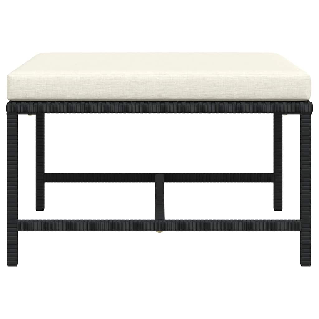 Sectional Footrest with Cushion Black Poly Rattan