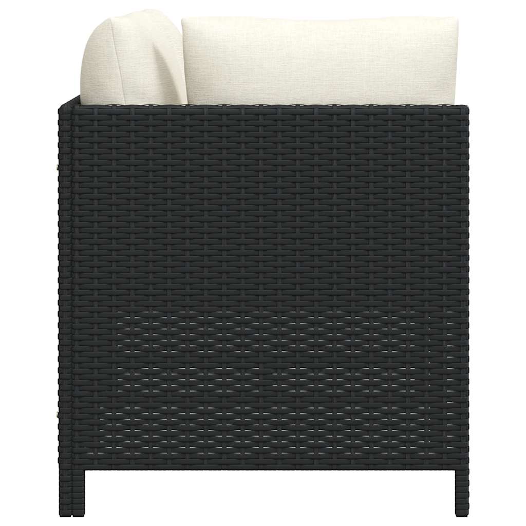 2 Piece Garden Sofa Set with Cushions Black Poly Rattan