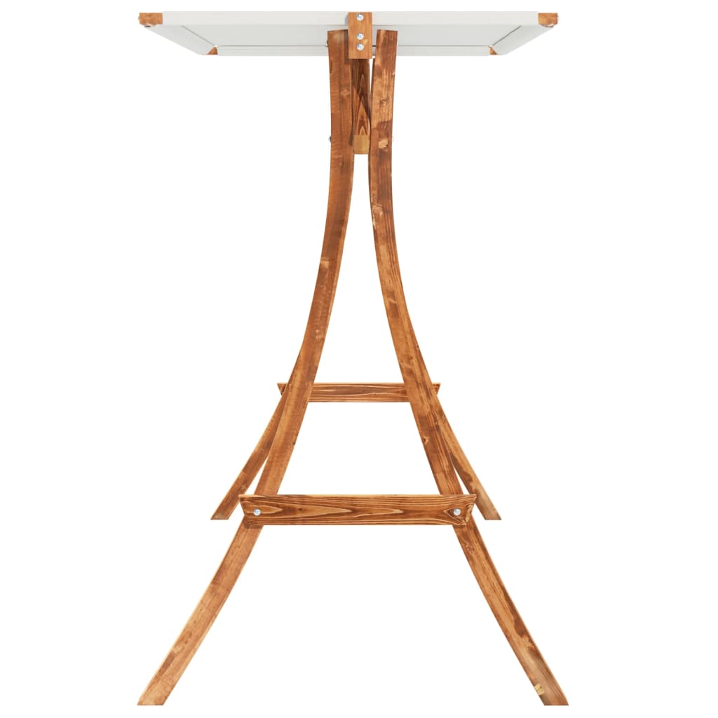 Swing Frame with Cream Roof Solid Bent Wood with Teak Finish