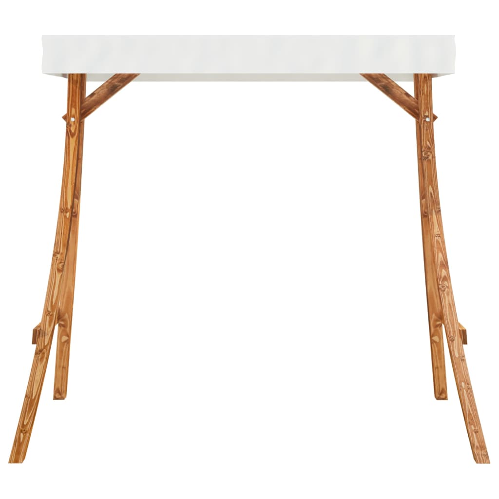 Swing Frame with Cream Roof Solid Bent Wood with Teak Finish