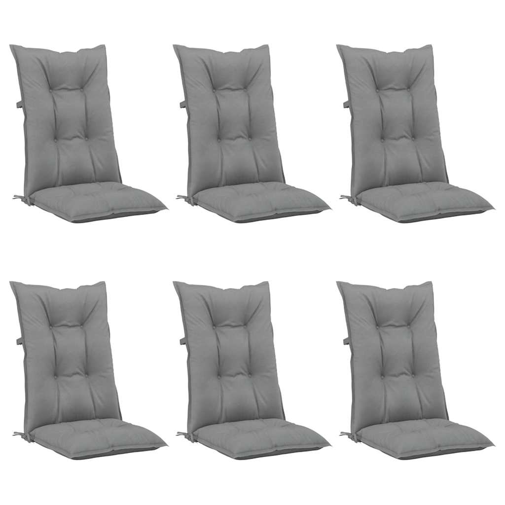 Garden Highback Chair Cushions 6 pcs Grey 120x50x7 cm Fabric
