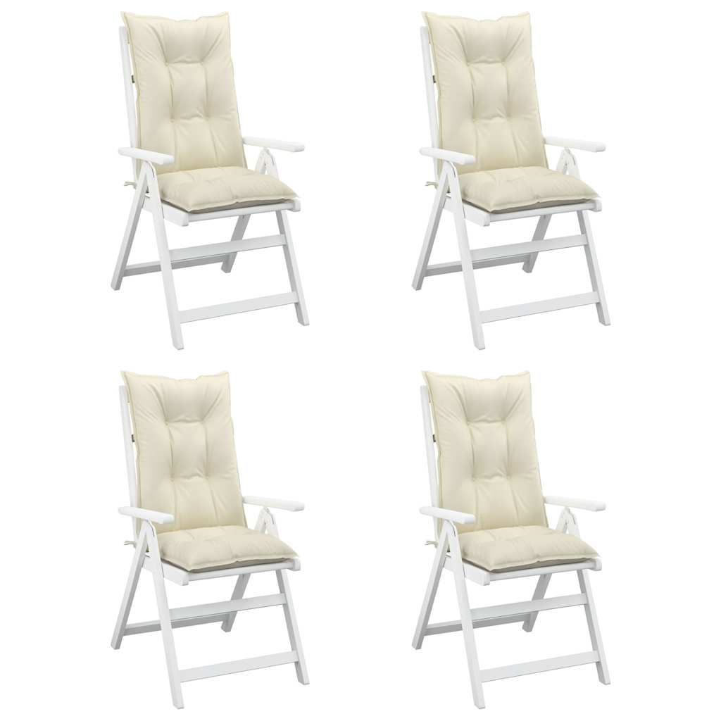 Garden Highback Chair Cushions 4 pcs Cream 120x50x7 cm Fabric